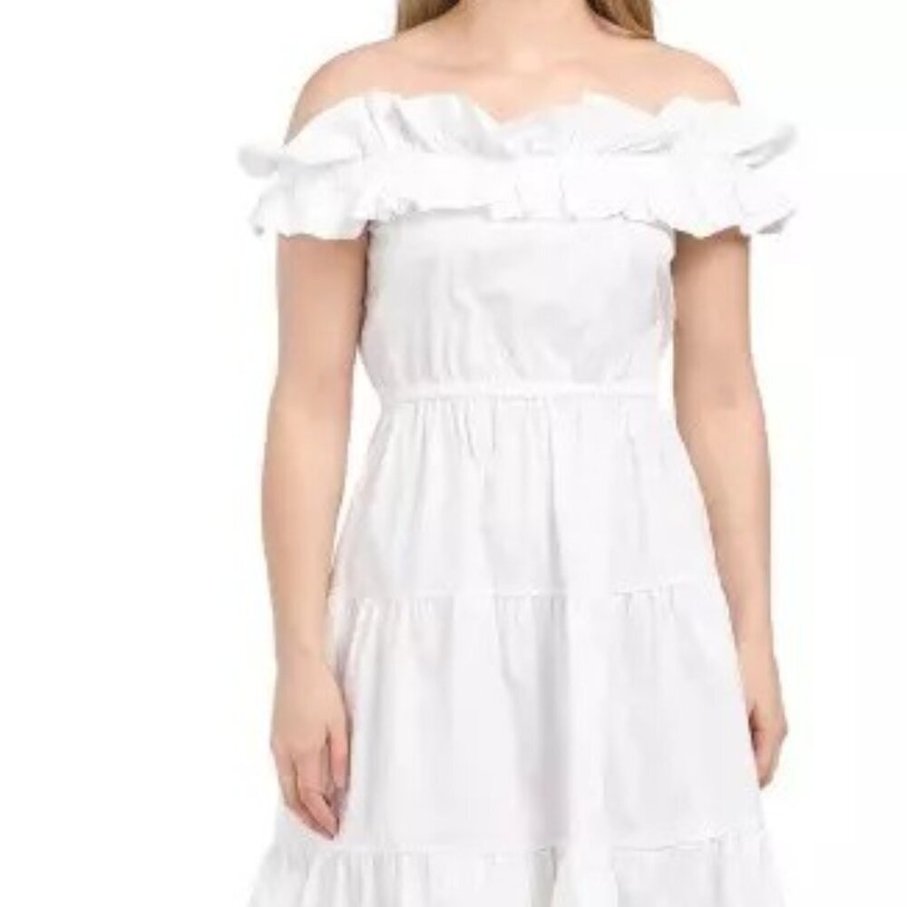 London Times Off the Shoulder Tiered Dress (Size: 12 & 14)